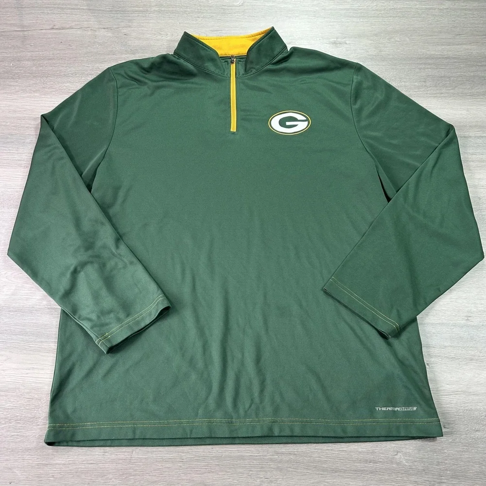 Green Bay Packers Pullover‎ Mens XL Green NFL Football 1/4 Zip Shirt Majestic